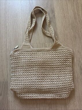 The Sak Woven Crochet Tote Bag in Beige